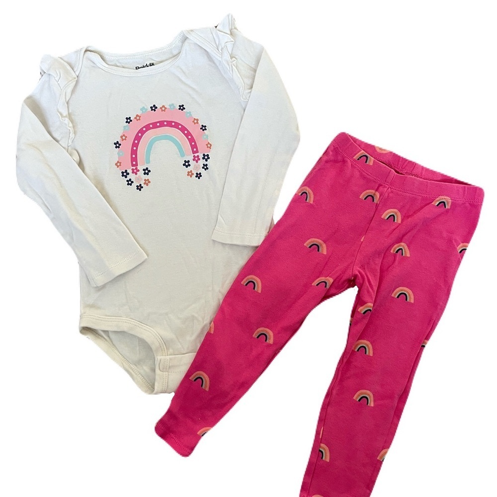 🩵 4/$20 Rainbow Kids Matching Set - White‎ and Pink